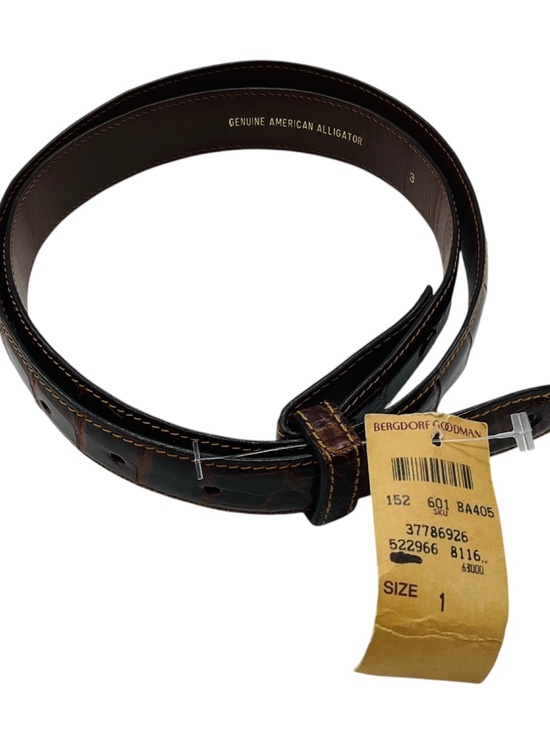 BARRY KIESELSTEIN-CORD BROWN GENUINE AMERICAN ALLIGATOR SKIN LEATHER BELT STRAP main image 4